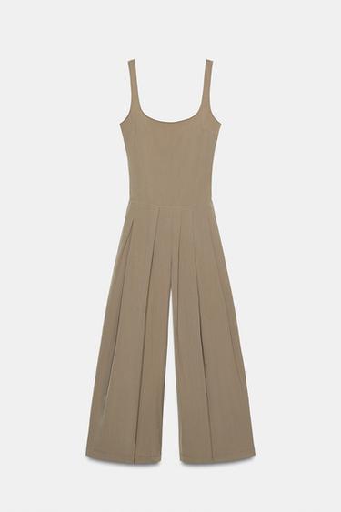 COMBINAISON EN NYLON À PLIS PLATS - Kaki foncé de Zara - Image 3