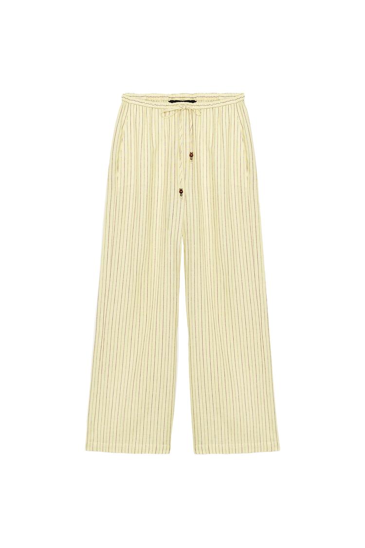 STRIPED LINEN BLEND TROUSERS
