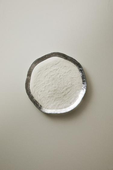 GLASS SIDE PLATE WITH RIM - Silver Zara