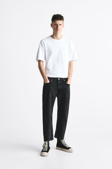 STRAIGHT-LEG CROPPED JEANS - Black by Zara - Image 0