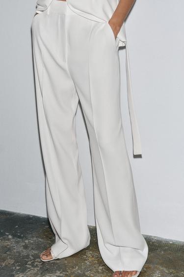 ZW COLLECTION FLARED TROUSERS - Ecru by Zara - Image 4