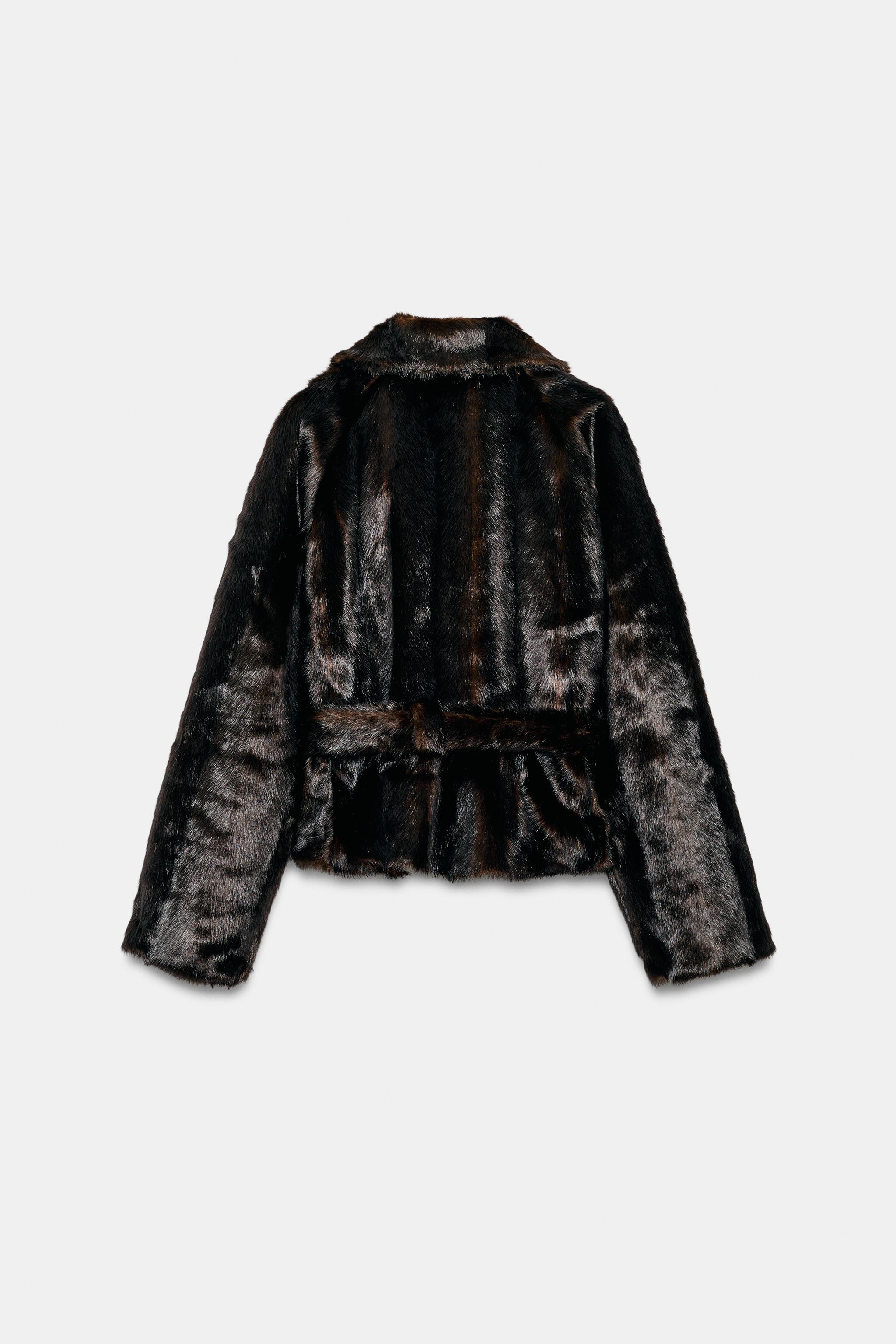 MANTEAU EFFET FOURRURE CEINTURE