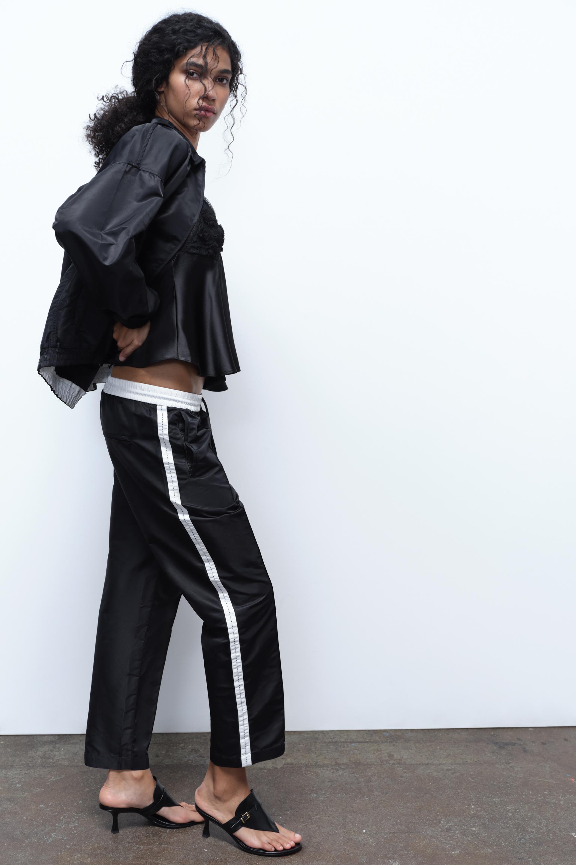 Zara Black Side Stripe Jogger Pants Mens Size 29 - beyond exchange