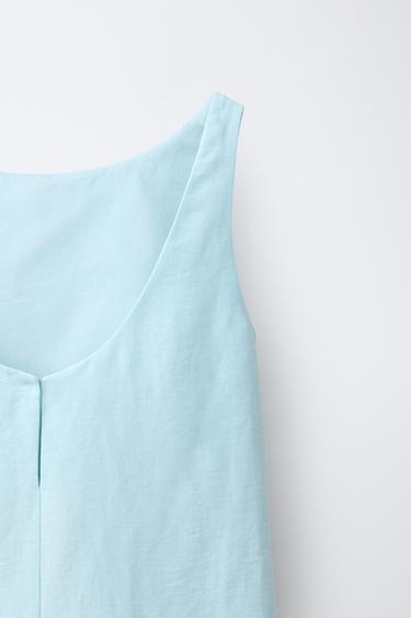 LINEN BLEND RUFFLED DRESS - Light blue by Zara - Image 3