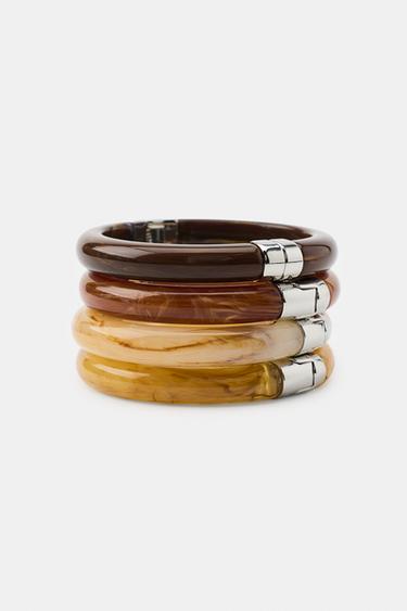 PACK OF 4 RIGID BRACELETS - Brown by Zara