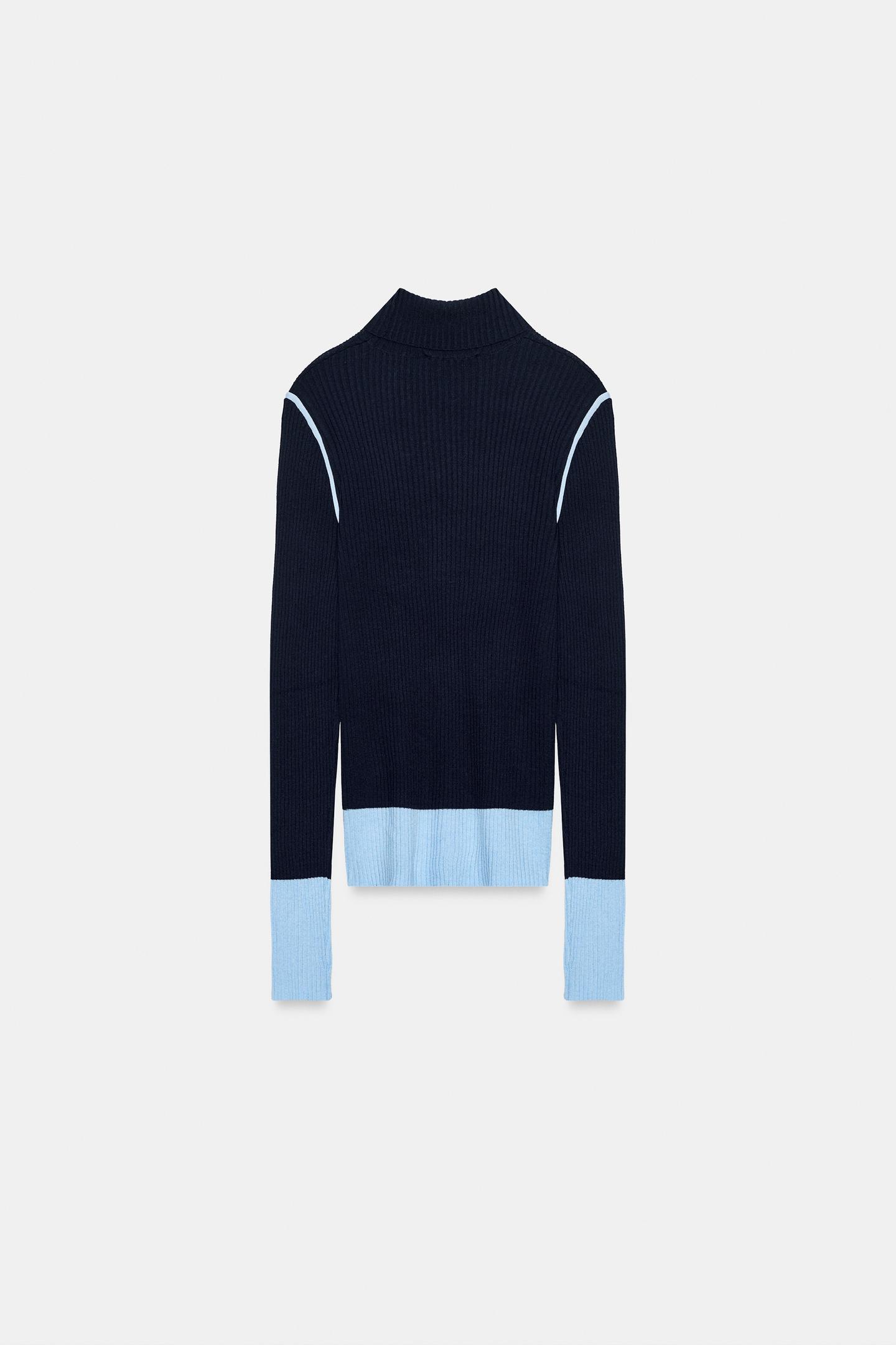 Женский свитер Zara Ribbed Knit, цвет: Тёмно-синий — фото 6