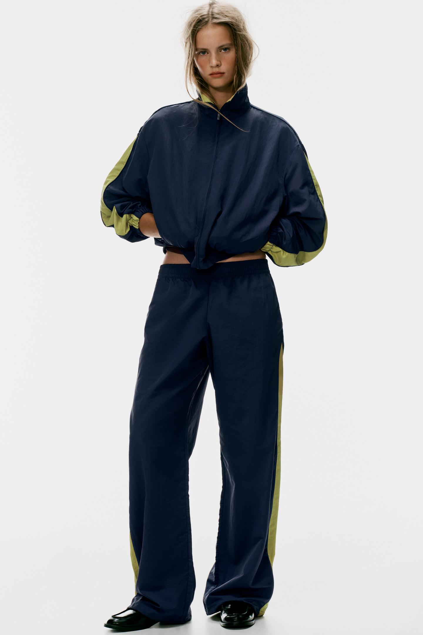 Женская куртка Zara Technical Side-Stripe, цвет: Тёмно-синий — фото 1