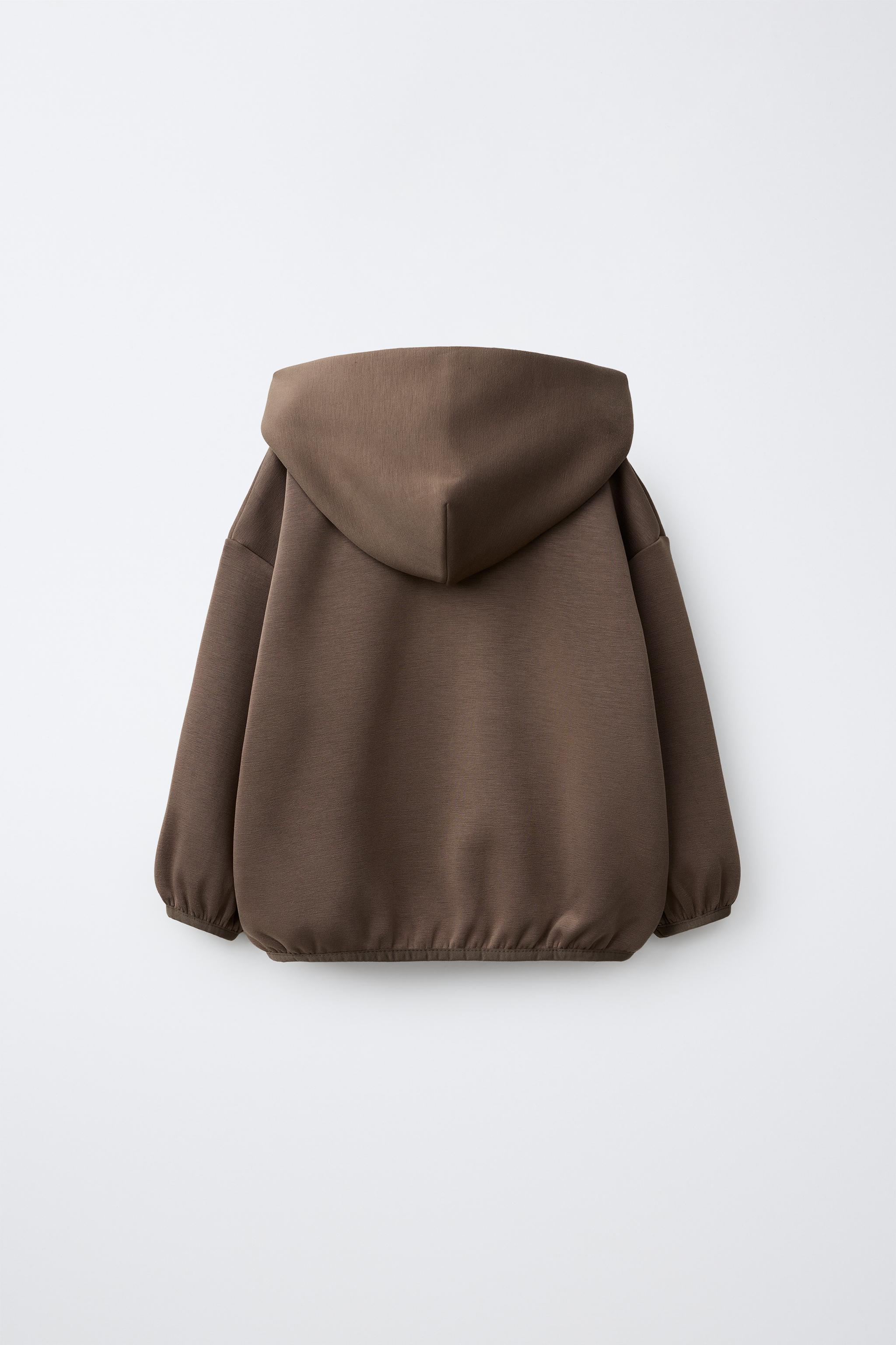 INTERLOCK ZIP-UP HOODIE — Brown