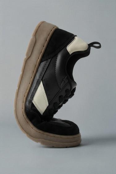 Zara BAREFOOT LEATHER SNEAKERS - Black - Image 0
