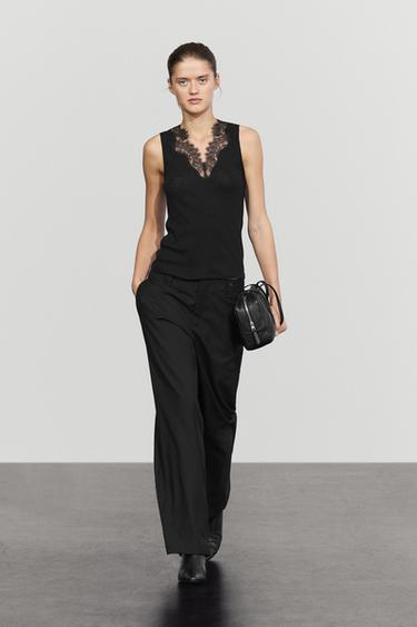 Cotton-blend camisole — Black 1