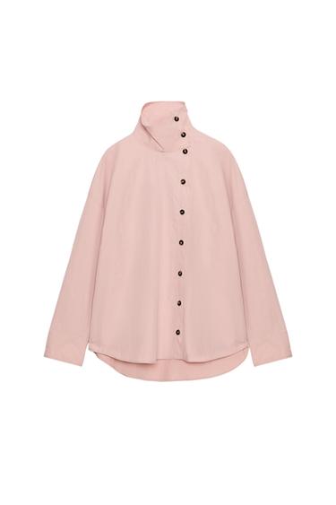 CAMISA CRUZADA BOTONES - Rosa palo de Zara
