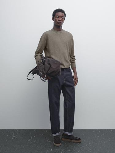 Zara Crew neck knit sweater - Dark khaki