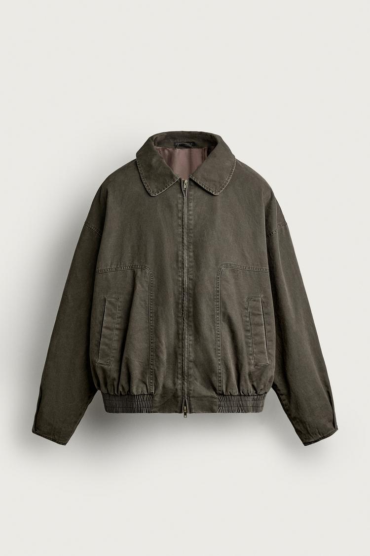 WASHED PADDED BOMBER JACKET