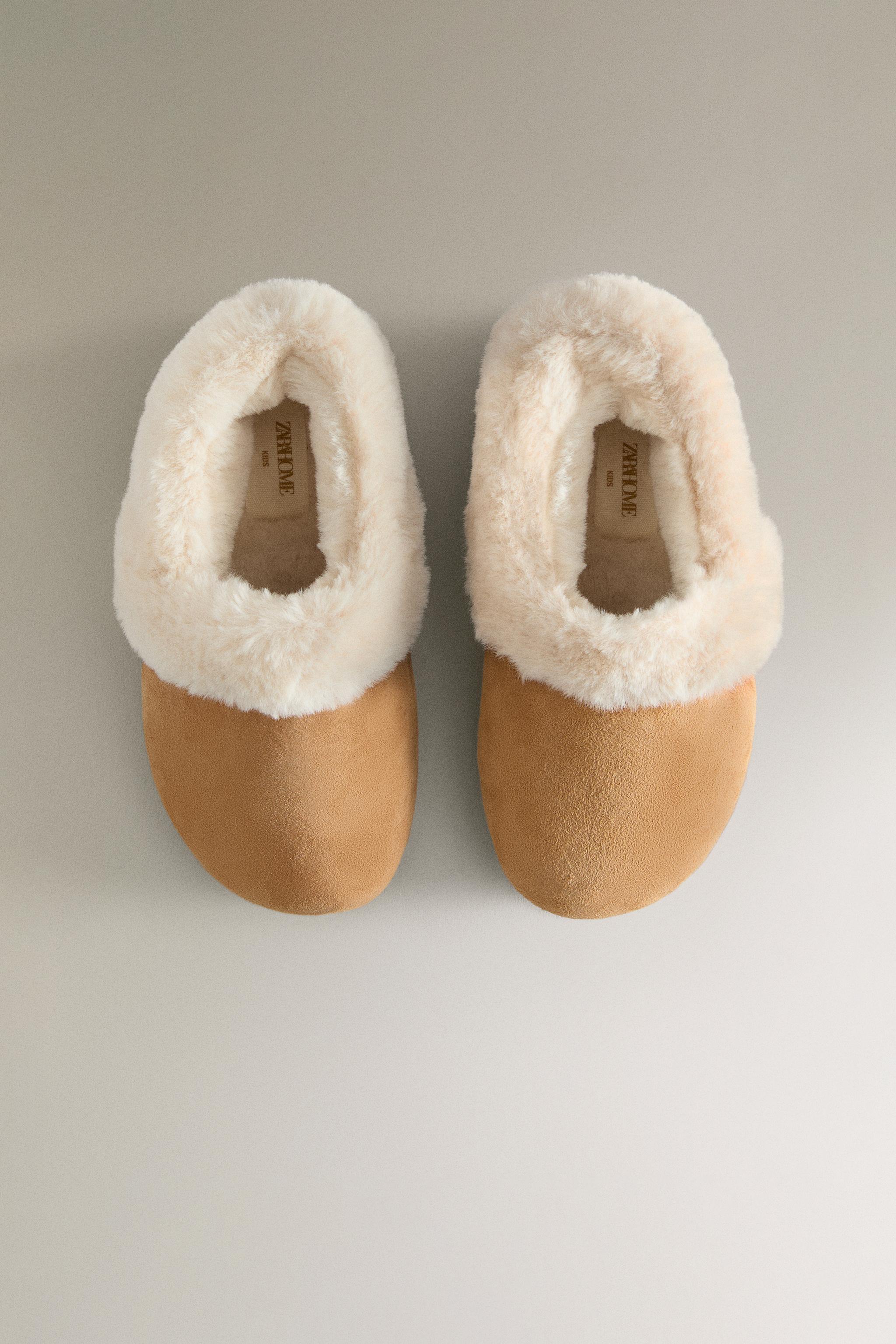 Детские тапочки Zara KIDS COSY LEATHER SLIPPERS — фото 3