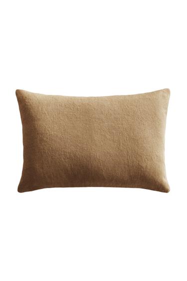 FUNDA COJÍN LINO LAVADO - Teja de Zara