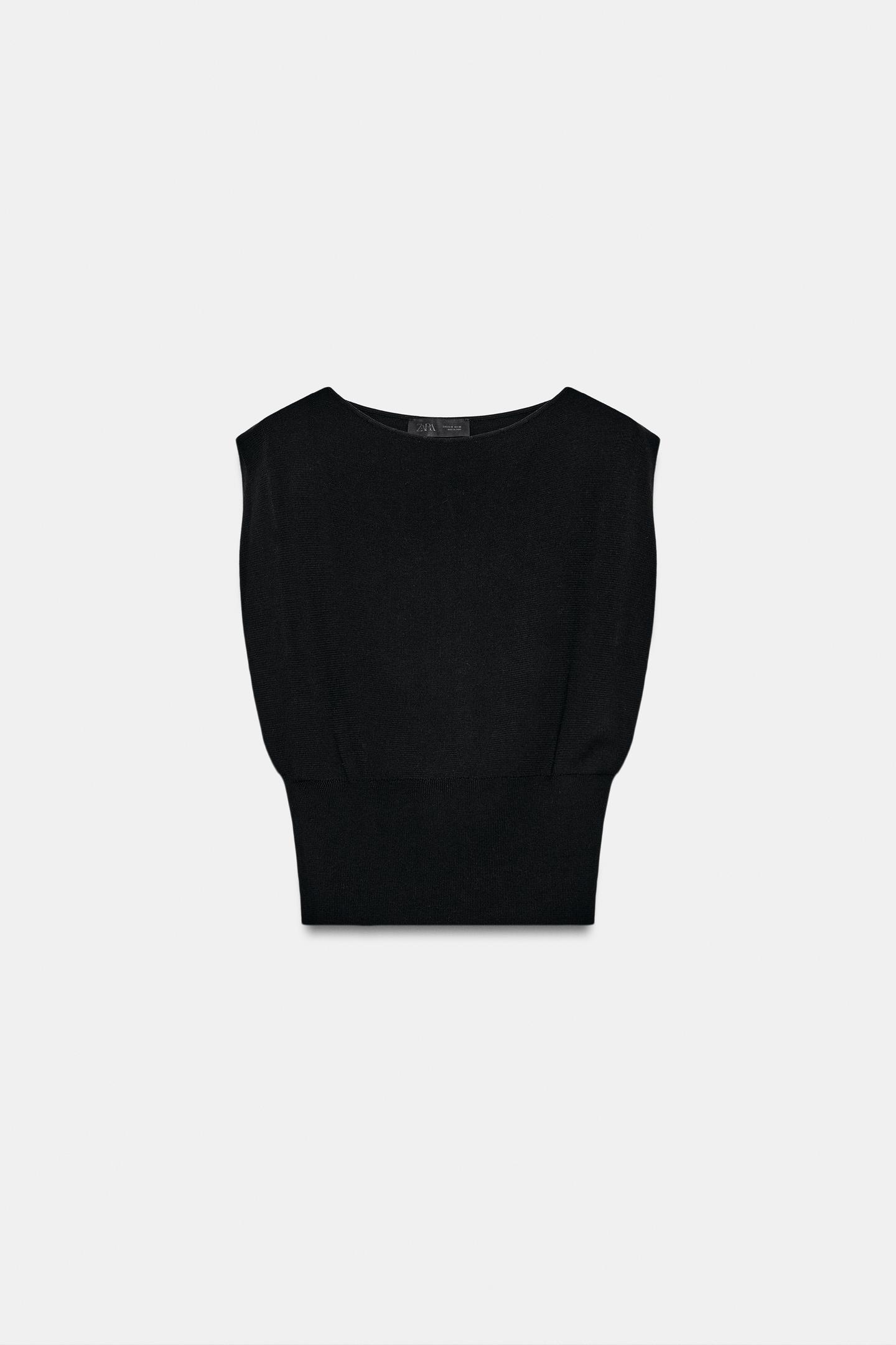 Женский топ Zara Fitted Waist Knit Top, цвет: Чёрный — фото 5