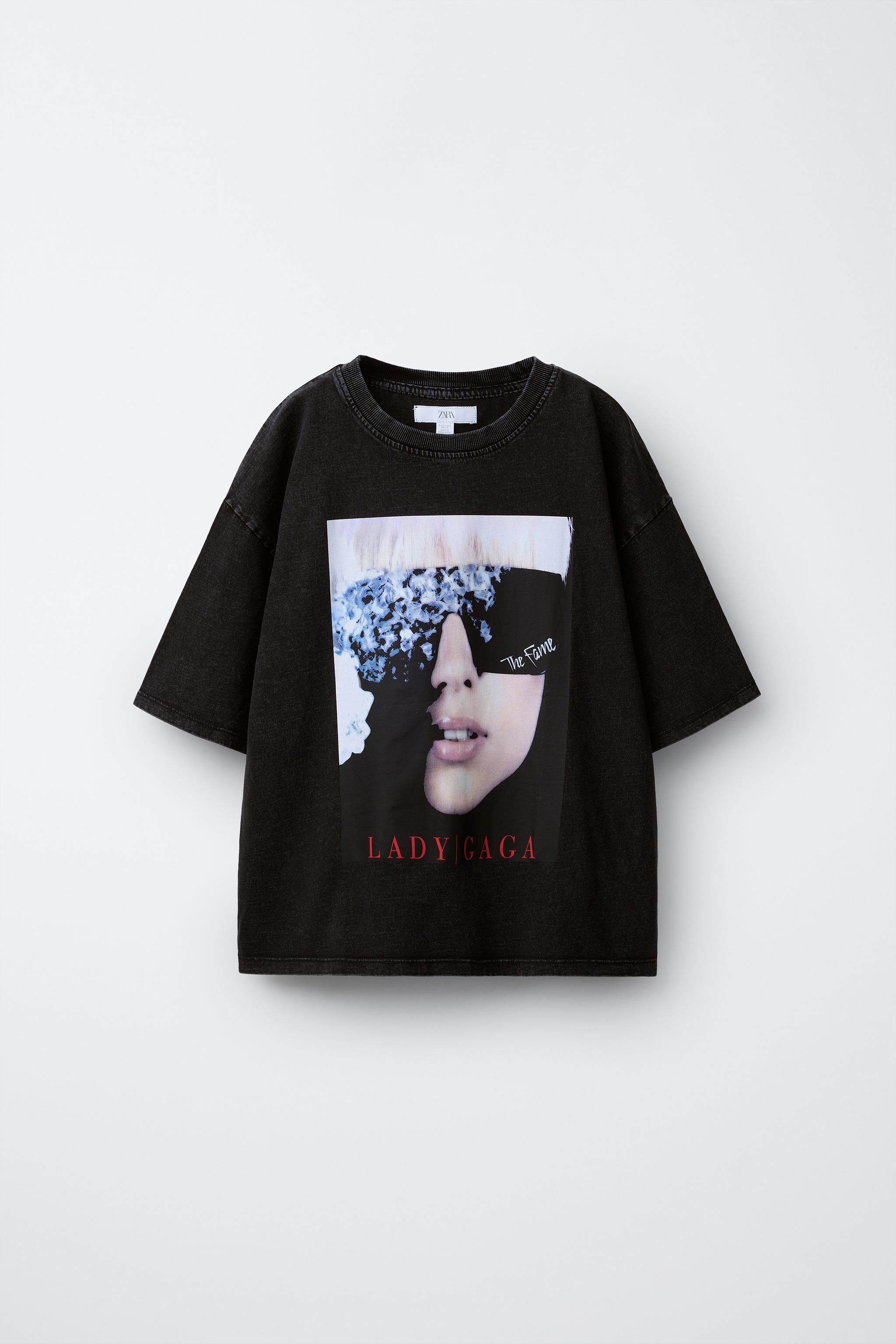 LADY GAGA PRINTED T-SHIRT - Dark anthracite | ZARA United States LADY GAGA PRINTED T-SHIRT - Dark anthracite | ZARA United States