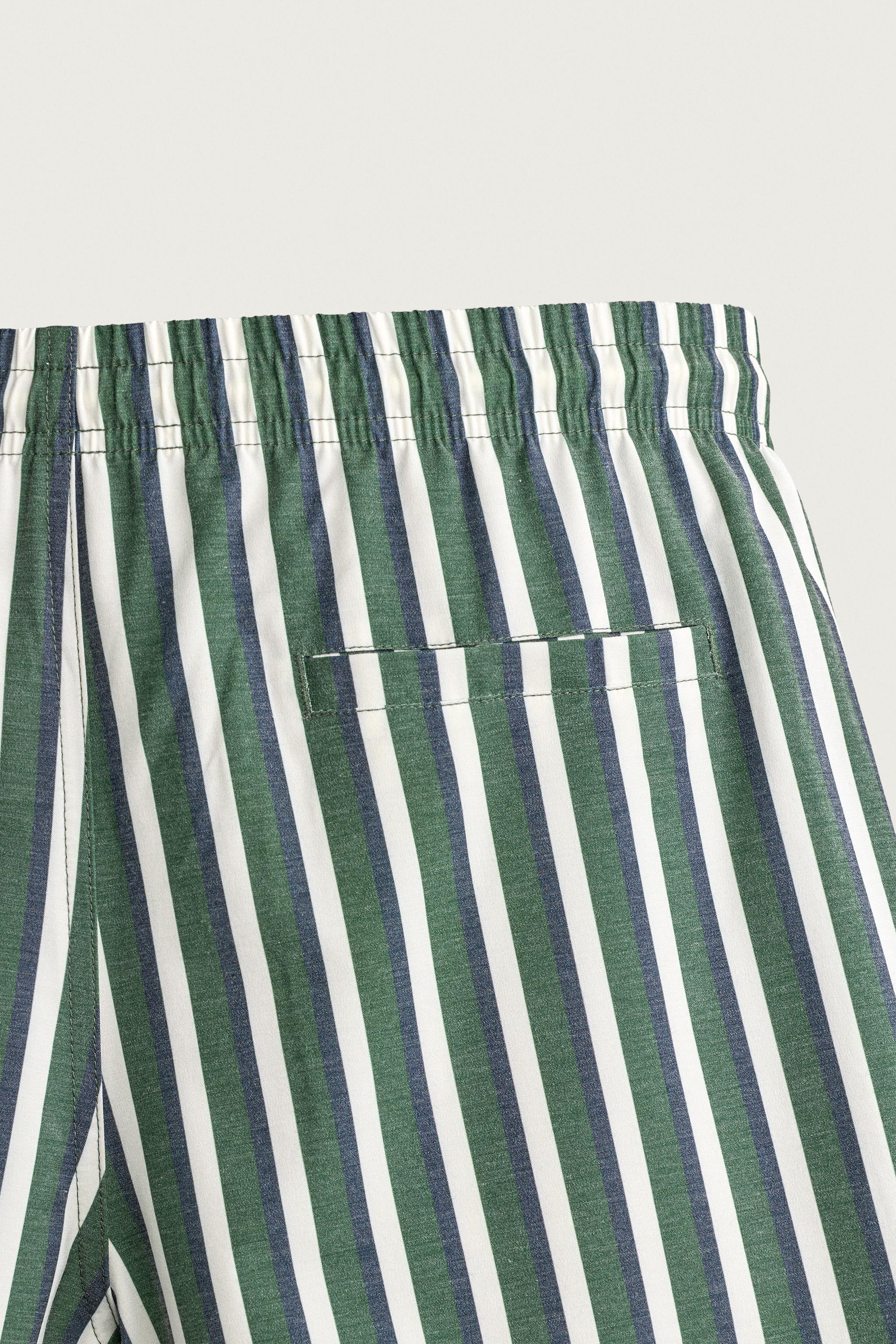 STRIPED MID-LENGTH SWIM SHORTS