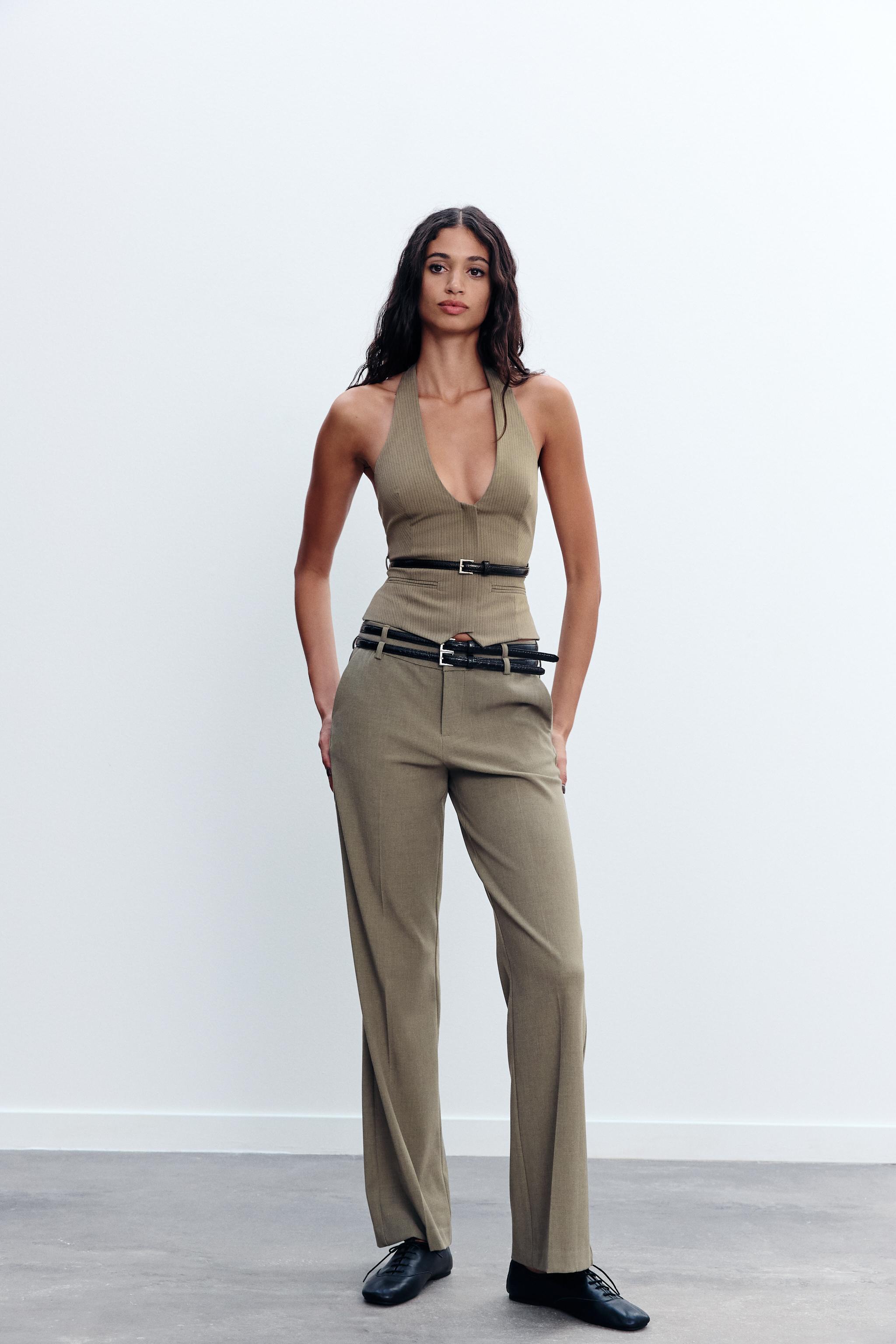 Pantalon taille haute ceinture zara best sale