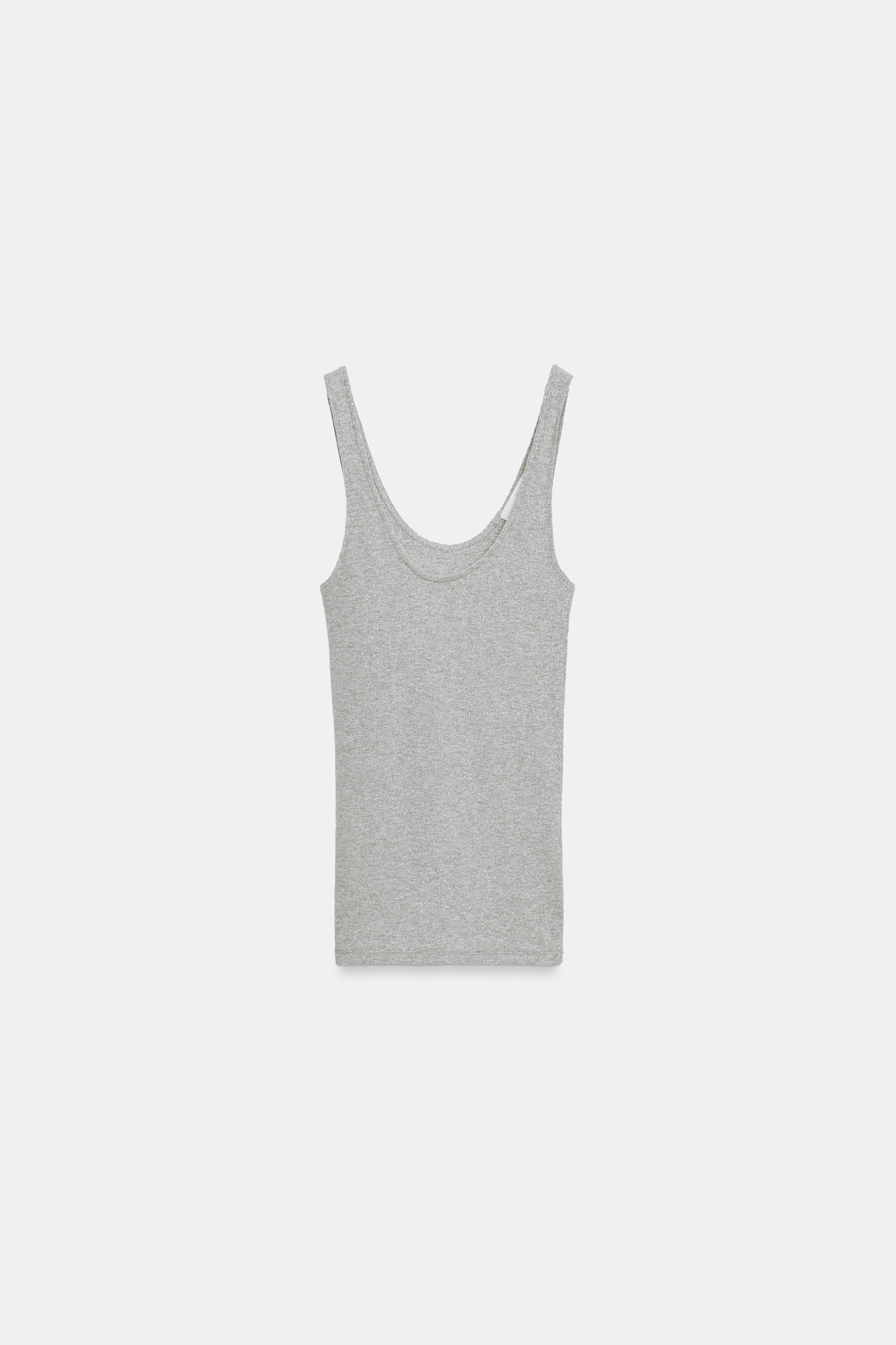 METALLIC YARN TANK TOP — Gray marl