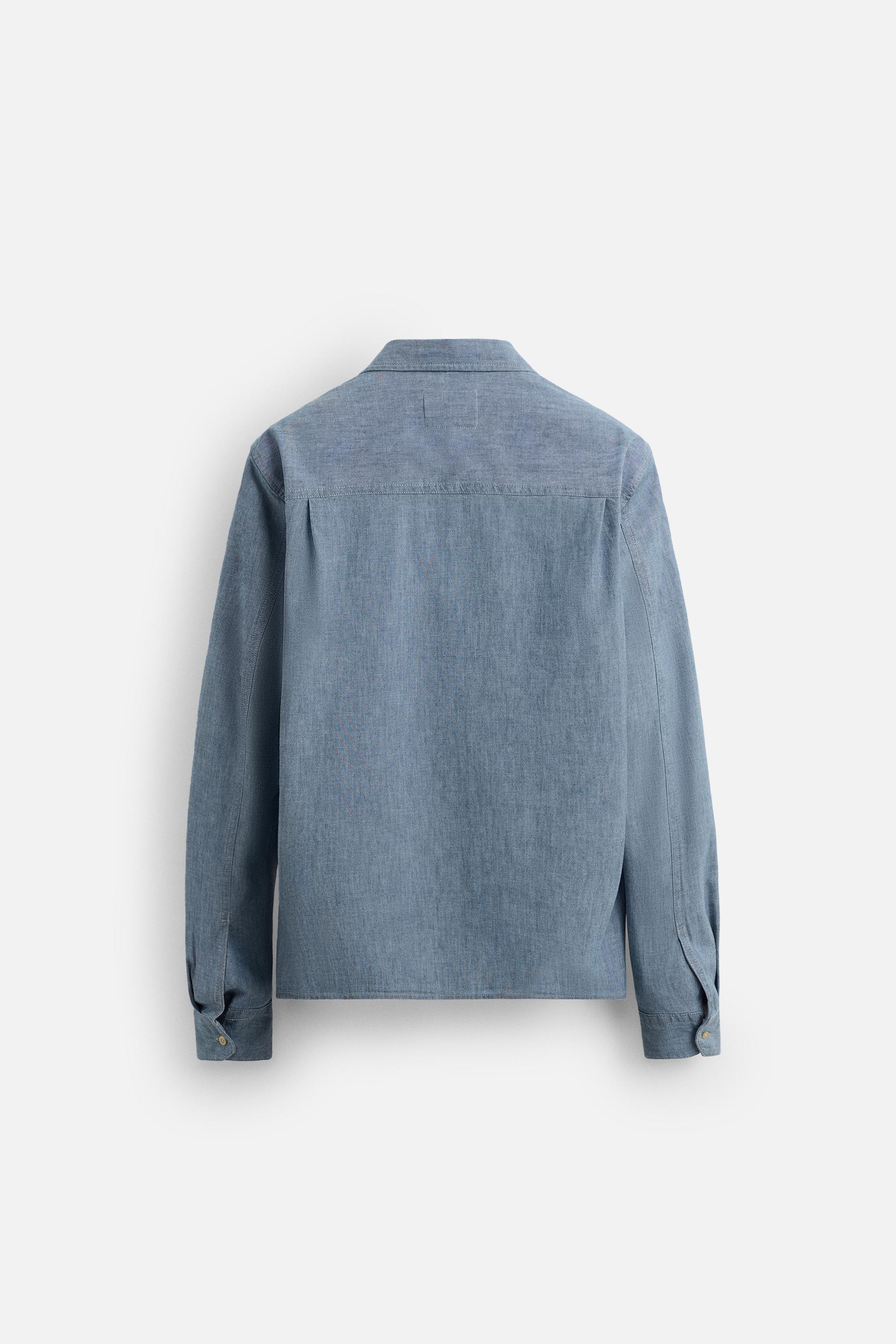 DENIM SHIRT WITH POCKET - Mid-blue | ZARA United Kingdom