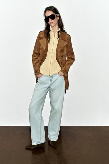 TRENCH EFECTO ANTE CINTURÓN - Marrón de Zara