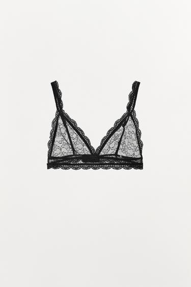 LACE TRIANGLE BRALETTE - Black by Zara - Image 3