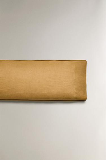 TAIE D’OREILLER LIN DÉLAVÉ (140 GxM²) - Moutarde de Zara - Image 4