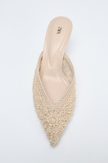 SLINGBACK SHOES WITH APPLIQUÉS - Ecru White by Zara