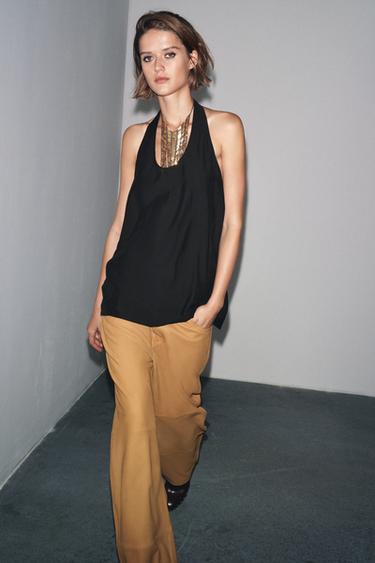 ZW COLLECTION FLOWING HALTER TOP - Black by Zara - Image 0
