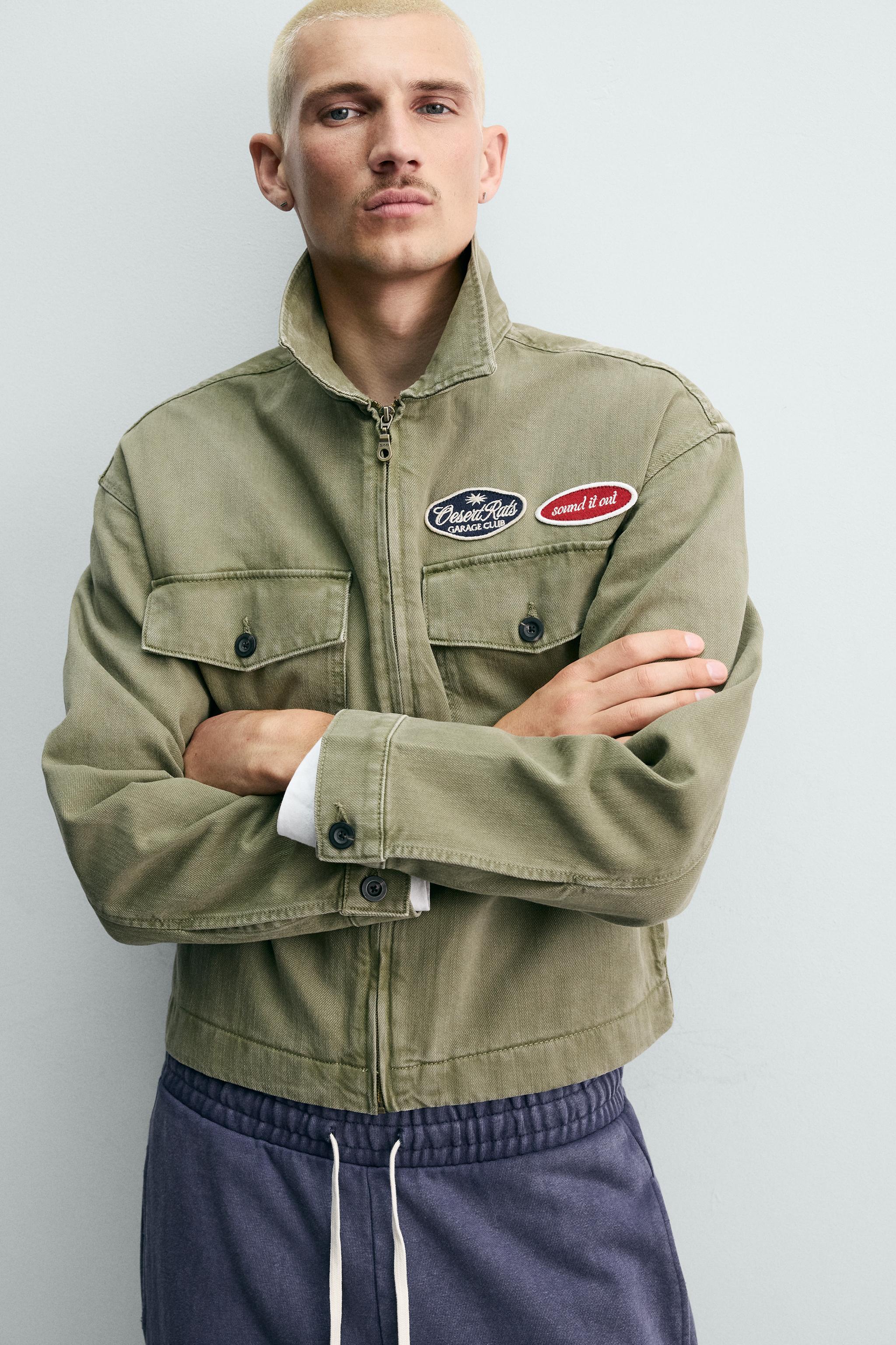 クロップドフィットパッチジャケット - カーキ | ZARA Japan / 日本