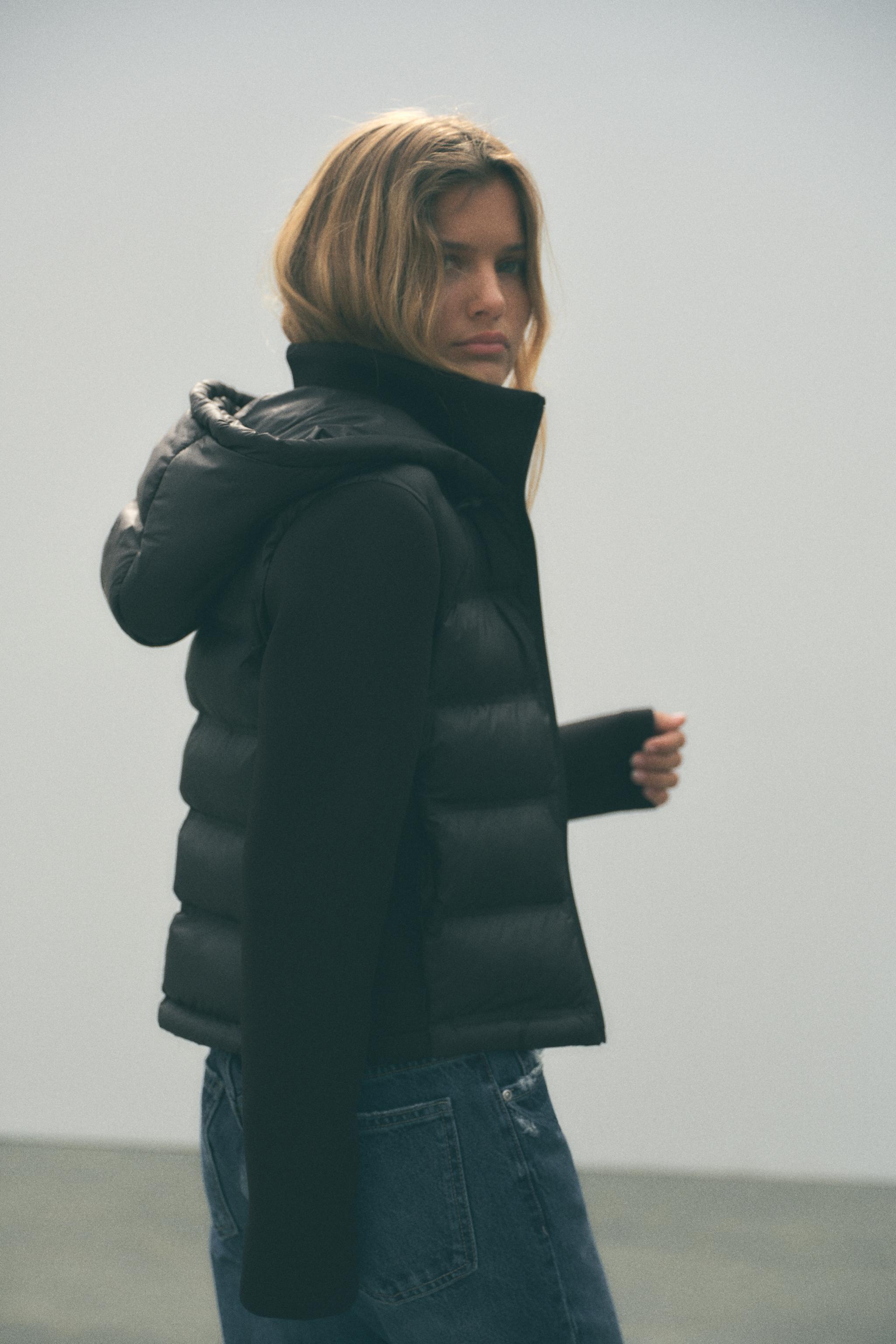 ネオプレン風キルティングジャケット - ブラック | ZARA Japan