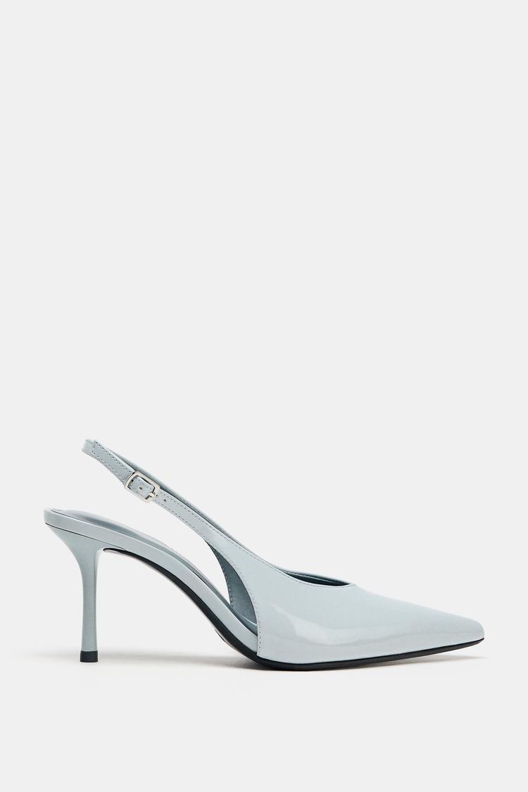PATENT-EFFECT SLINGBACK SHOES Blue ZARA India