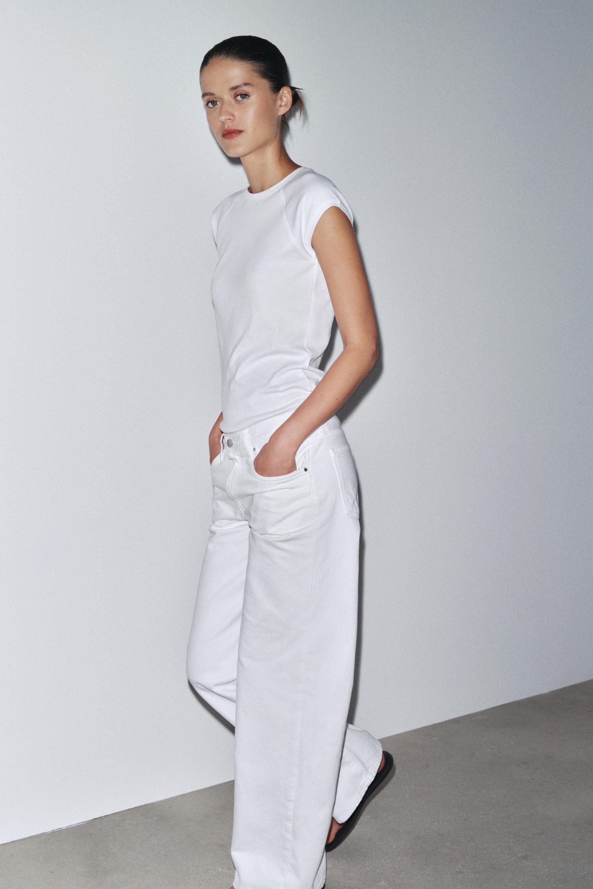 ZW COLLECTION WIDE LEG LOW-RISE JEANS - White | ZARA United