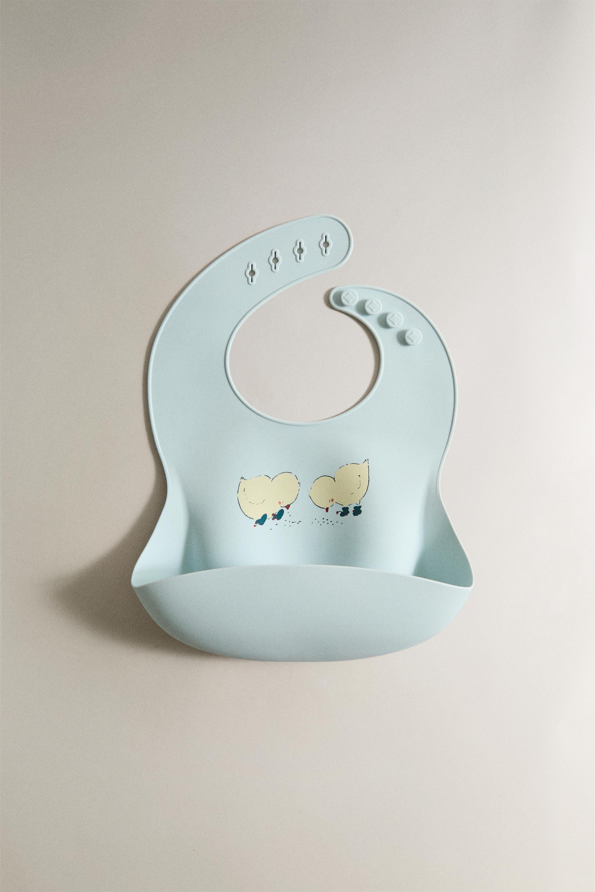 KIDS' SILICONE CHICK BIB — Blue