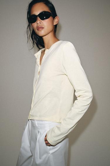 100% COTTON BUTTON-UP T-SHIRT - Yellow by Zara