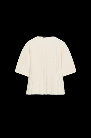 RIB KNIT PUFF SLEEVE TOP - Ecru by Zara - Image 0