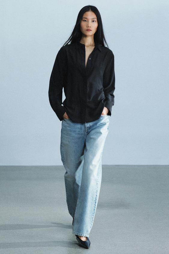 ZW COLLECTION PLAIN SHIRT WITH BIB FRONT - Black by Zara - Image 0