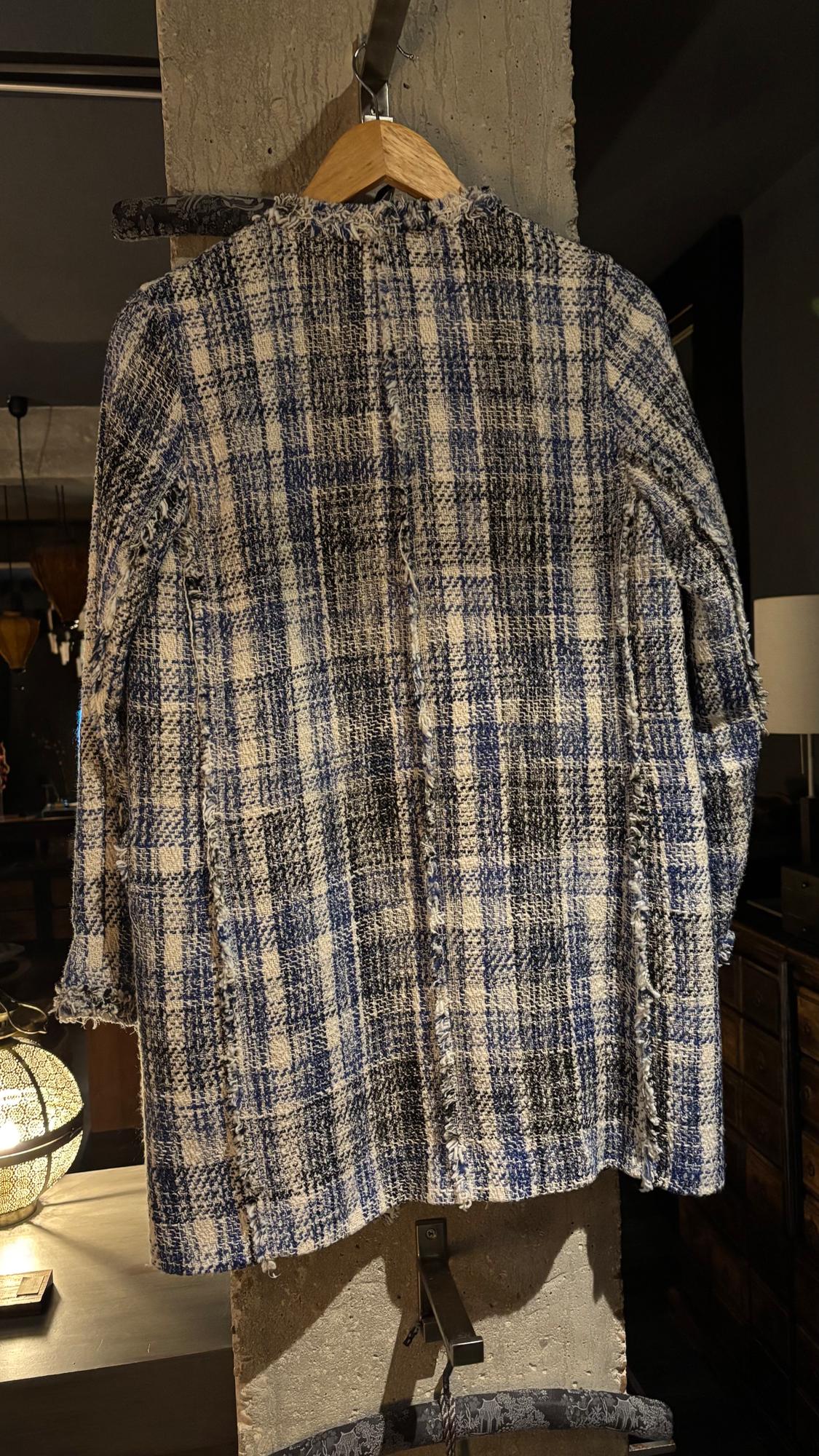FRAYED CHECKED FROCK COAT - Image 2