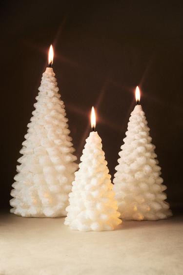 DECORATIVE CHRISTMAS TREE CANDLE — White 1