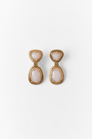 SHIMMER STONE EARRINGS - Golden by Zara