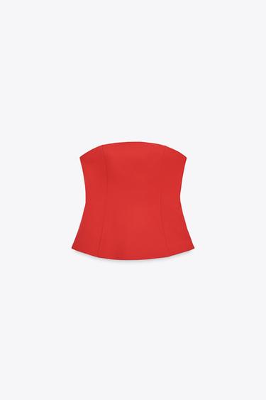 TOP PALABRA DE HONOR PEPLUM - Rojo de Zara