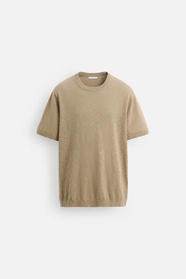 JERSEY ALGODÓN - LINO - Tostado de Zara