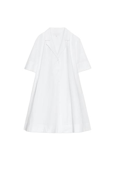 Zara ZW COLLECTION SHORT SLEEVE SHIRT DRESS - White