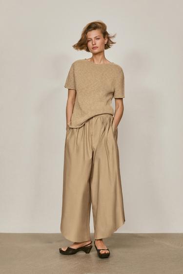 Zara Limited Edition short sleeve textured sweater with linen - Dark mink - Image 0