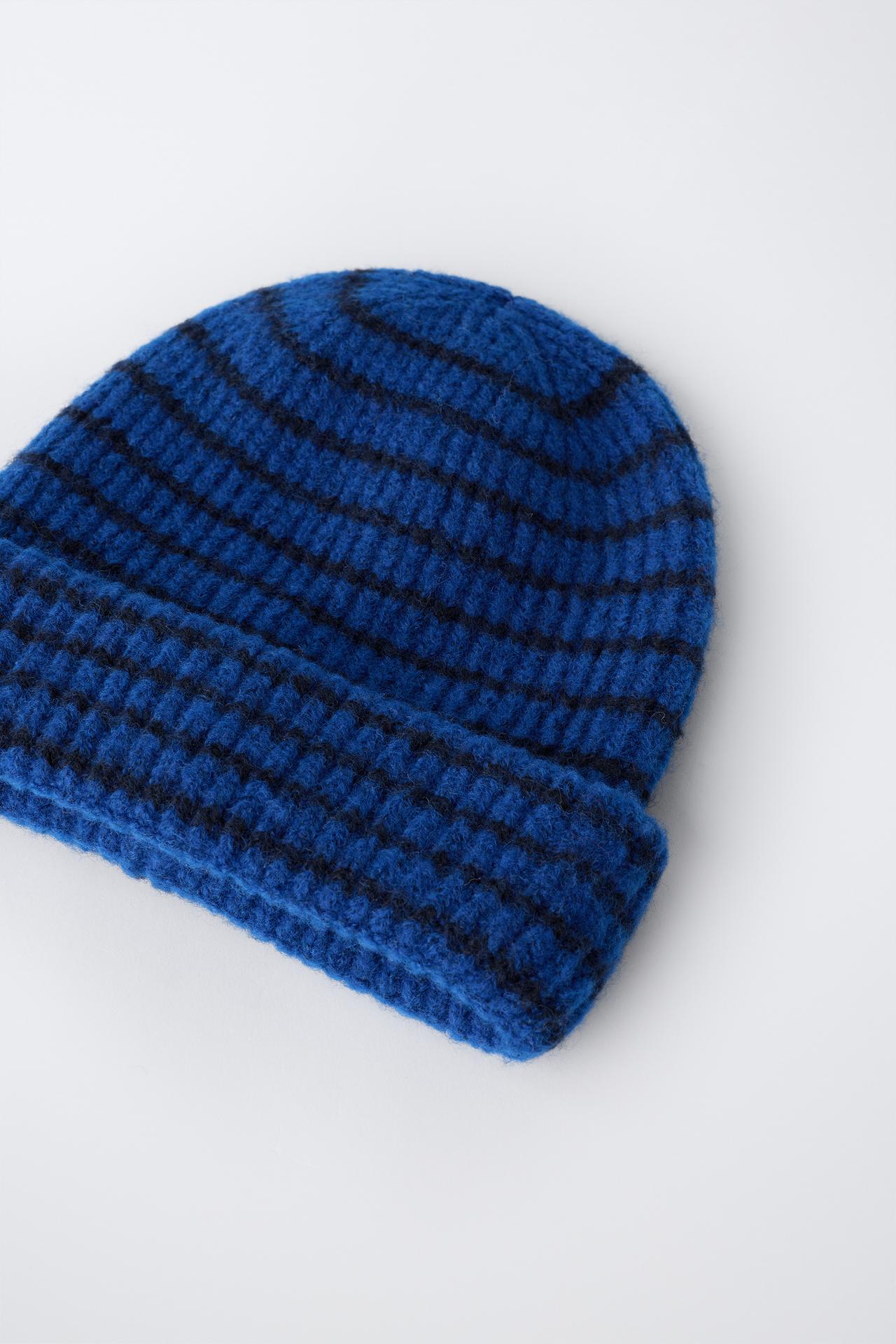 PLAIN KNIT BEANIE — Bluish