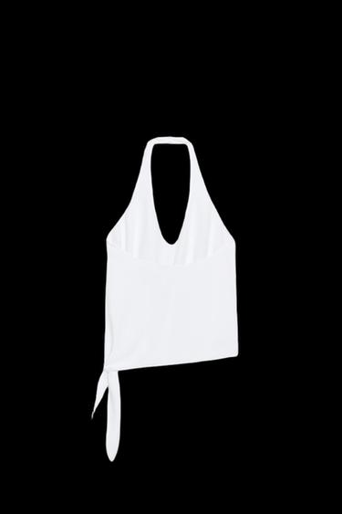 HALTER TOP WITH TIE DETAIL - White by Zara - Image 1
