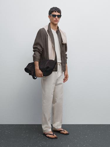Pantalón jogger mezcla algodón - Beige de Zara - Imagen 0