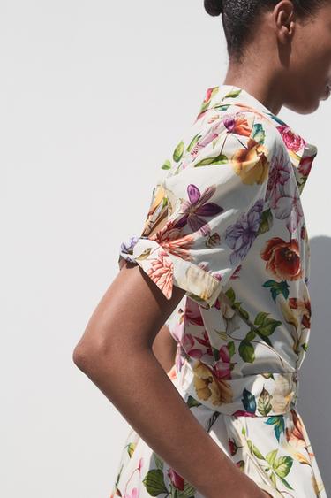 PRINTED POPLIN MIDI DRESS - Multicoloured by Zara - Image 5