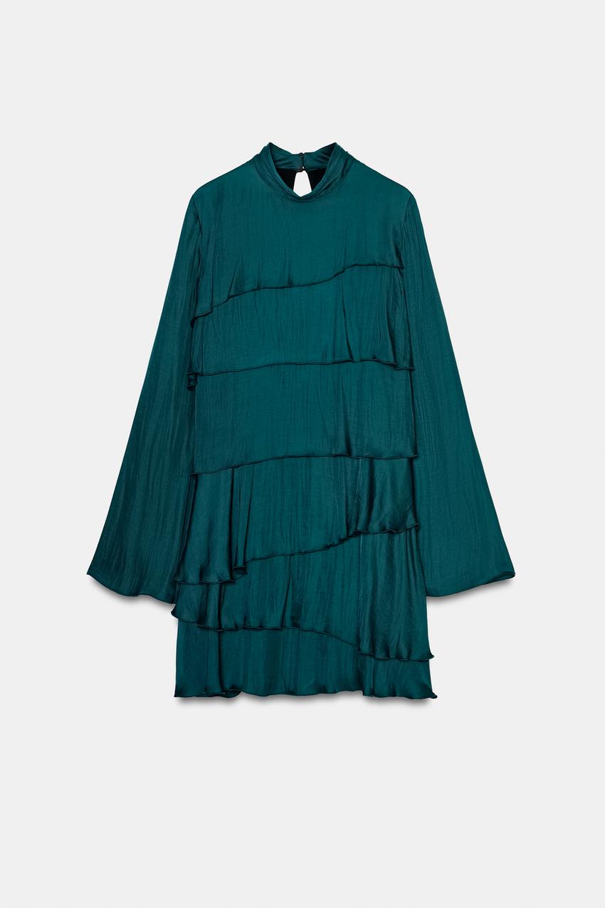 MINI DRESS WITH RUFFLES - Green | ZARA Australia MINI DRESS WITH RUFFLES - Green | ZARA Australia